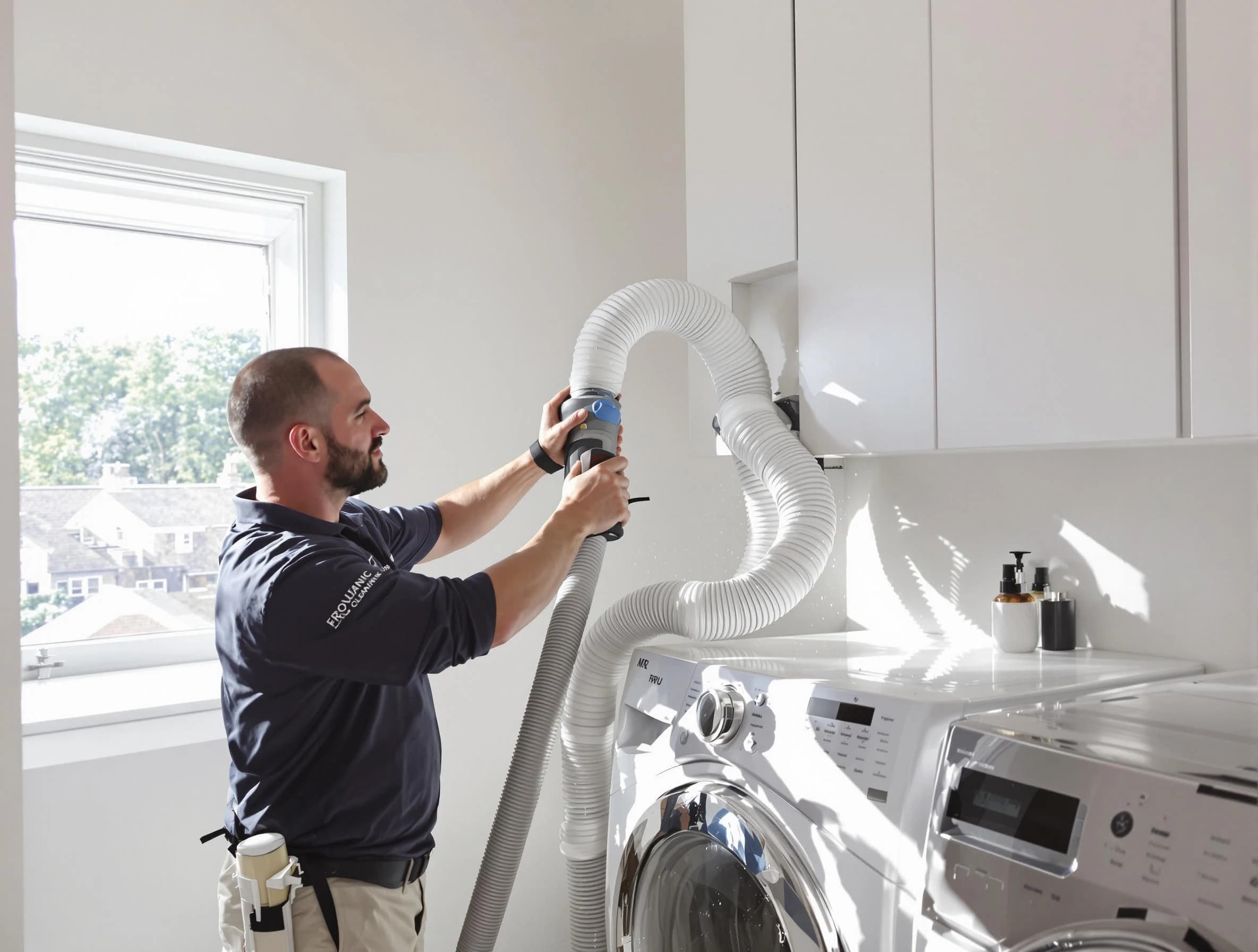 Certified Conyers Dryer Vent Cleaning technician performing dryer vent cleaning in Conyers