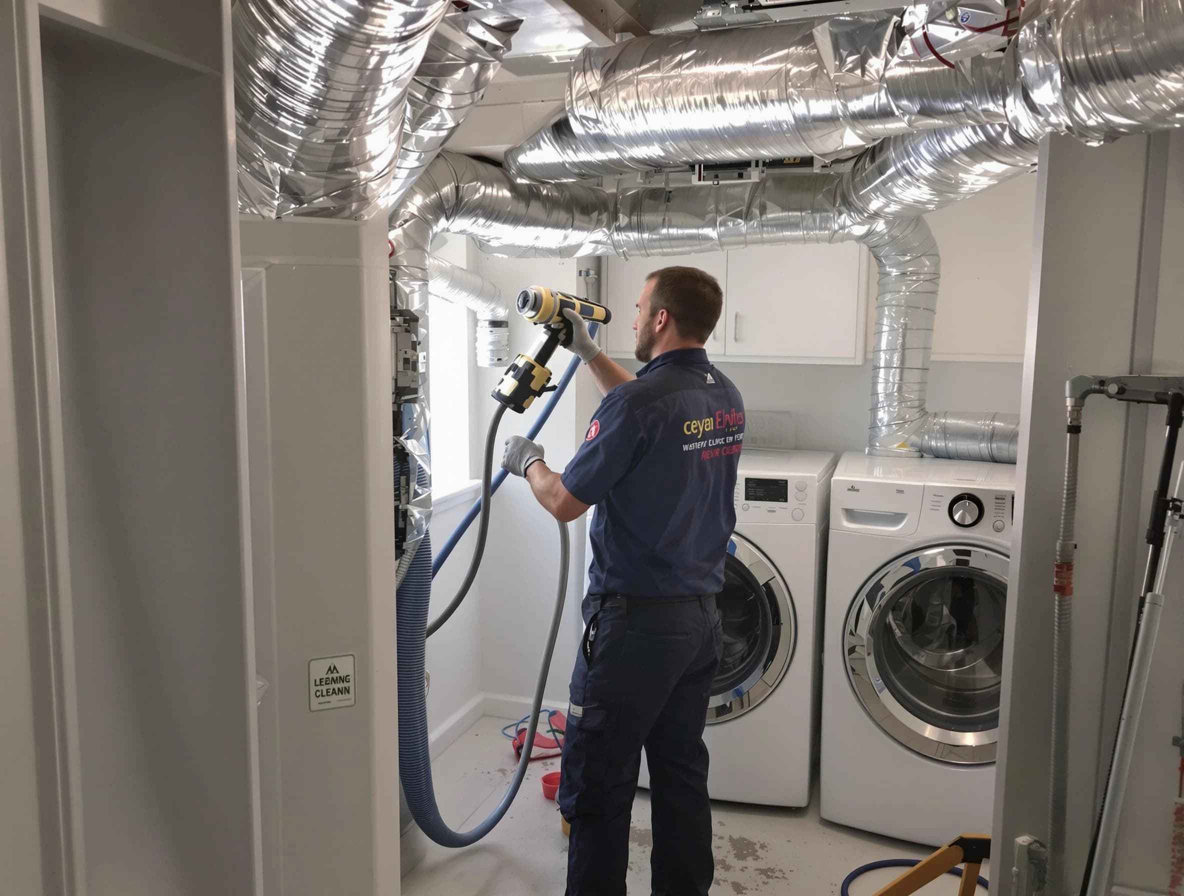 Conyers Dryer Vent Cleaning specialist using advanced equipment for thorough duct cleaning in Conyers
