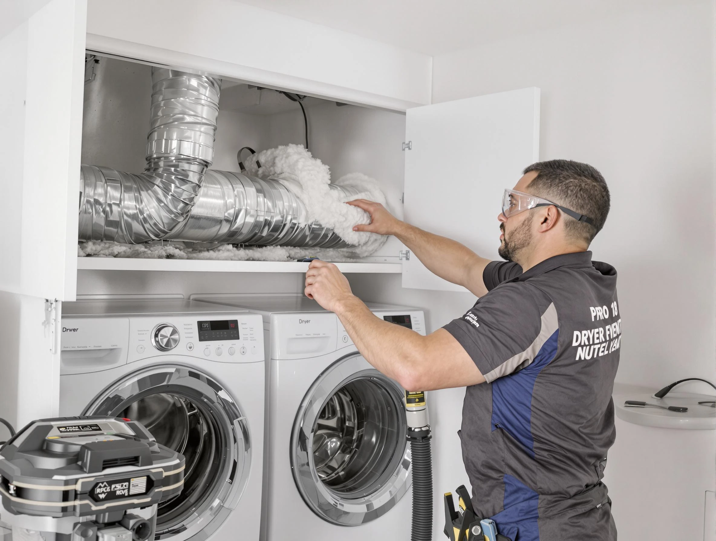 Conyers Dryer Vent Cleaning certified technician performing specialized gas dryer vent cleaning in Conyers
