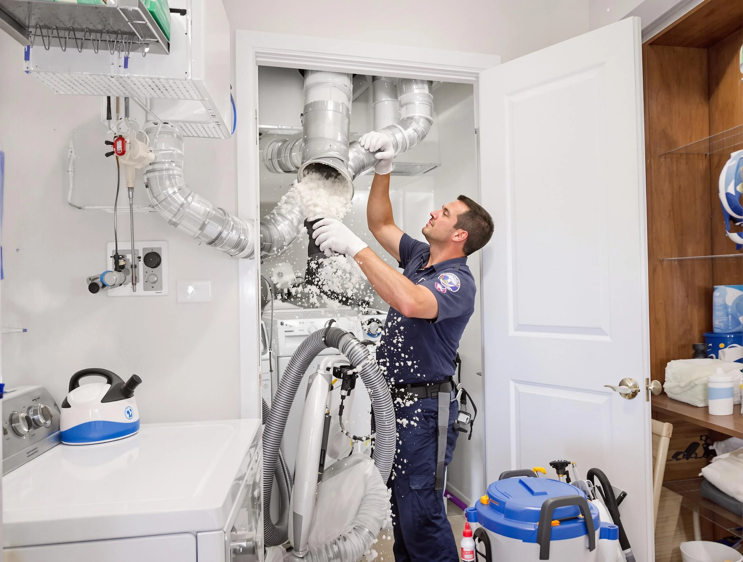 Conyers Dryer Vent Cleaning technician delivering thorough residential dryer vent cleaning service in Conyers